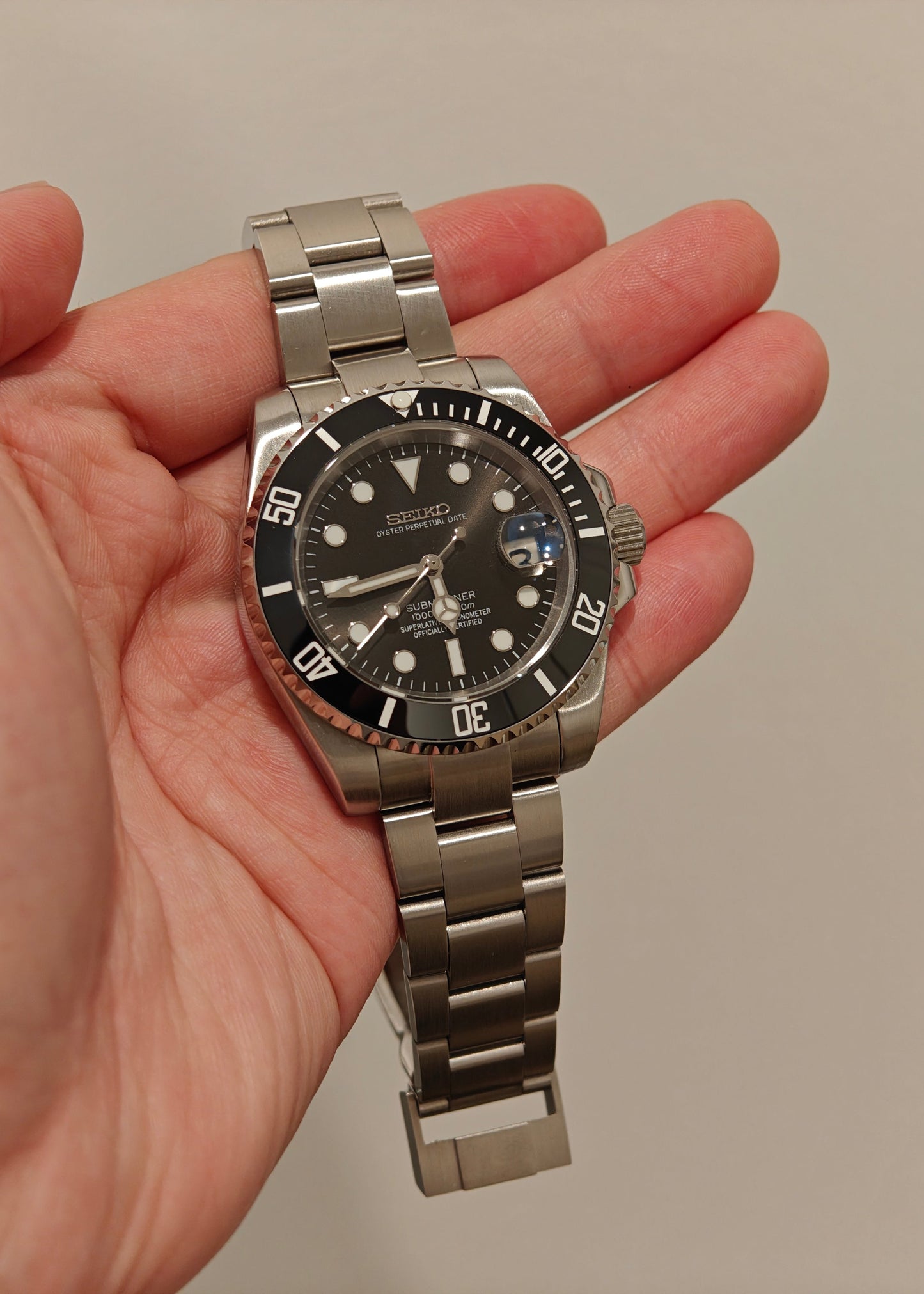 Seiko Mod 40mm Black Submariner